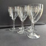 6 wine glasses - Art Deco - 1/2 blown and cut crystal