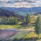 Peinture à l'huile vintage originale de paysage, art de la campagne