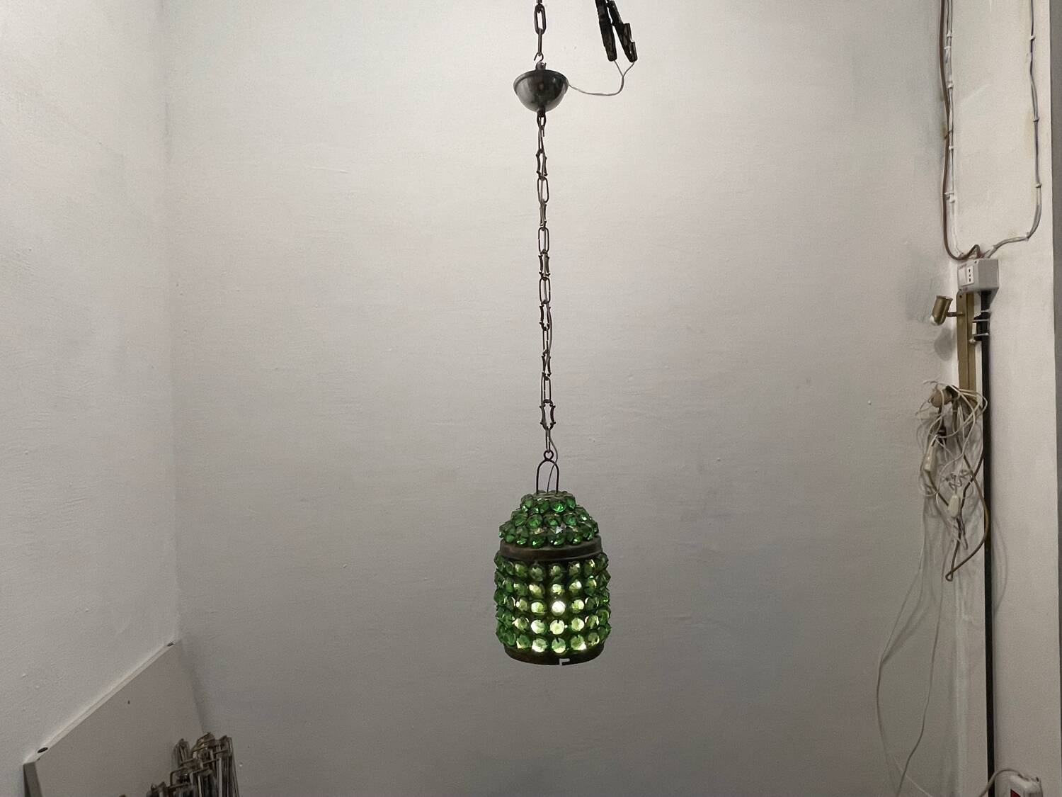 Small Green Crystal Light Pendant 1960’s