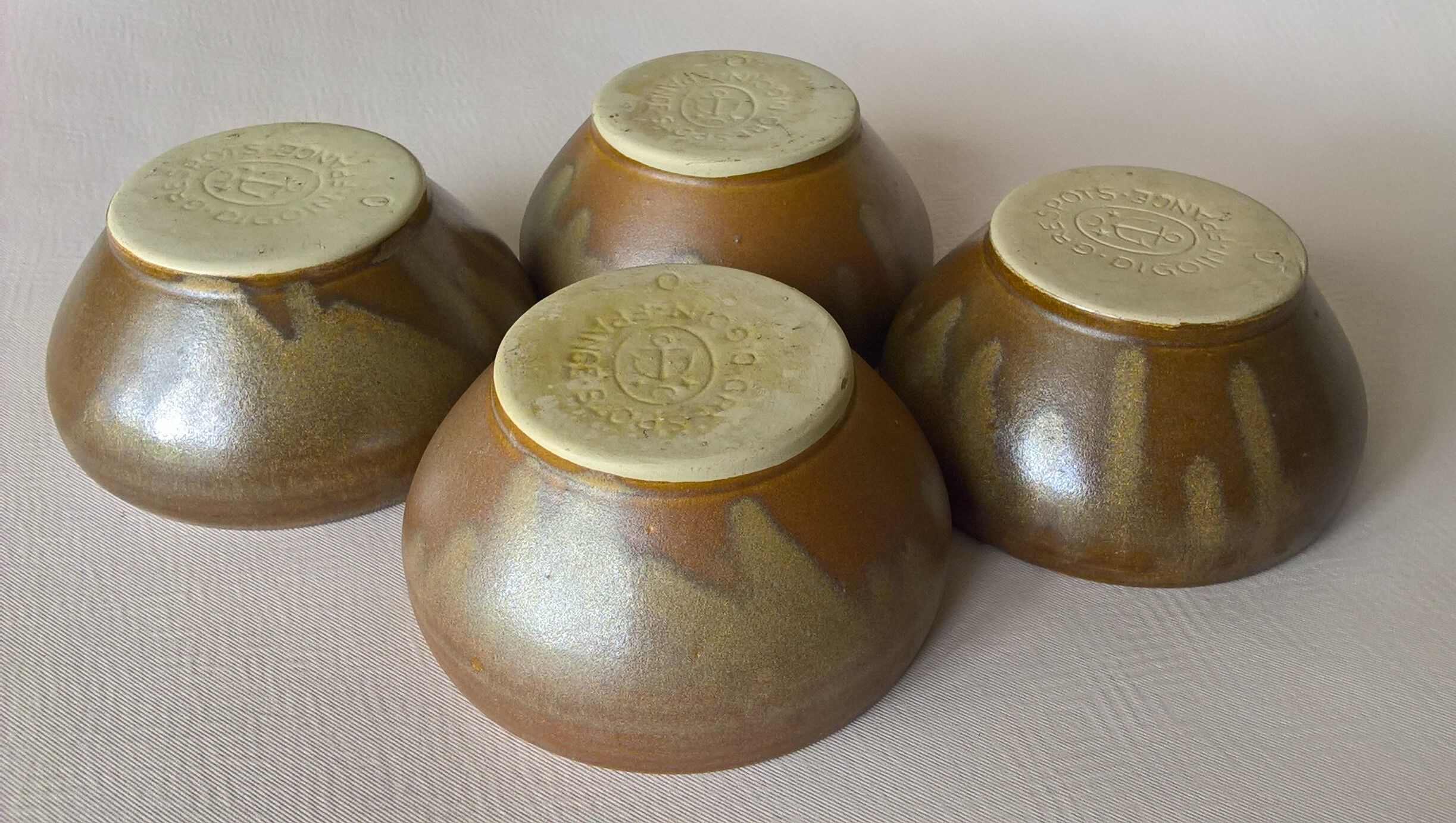 Four Digoin golden sandstone bowls