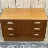 Low 3-drawer chest of drawers from the GPlan brand in teak from the 70s