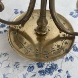 Pair of candlesticks, gilded and enamelled brass, Art Nouveau, early 20th century