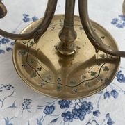 Pair of candlesticks, gilded and enamelled brass, Art Nouveau, early 20th century