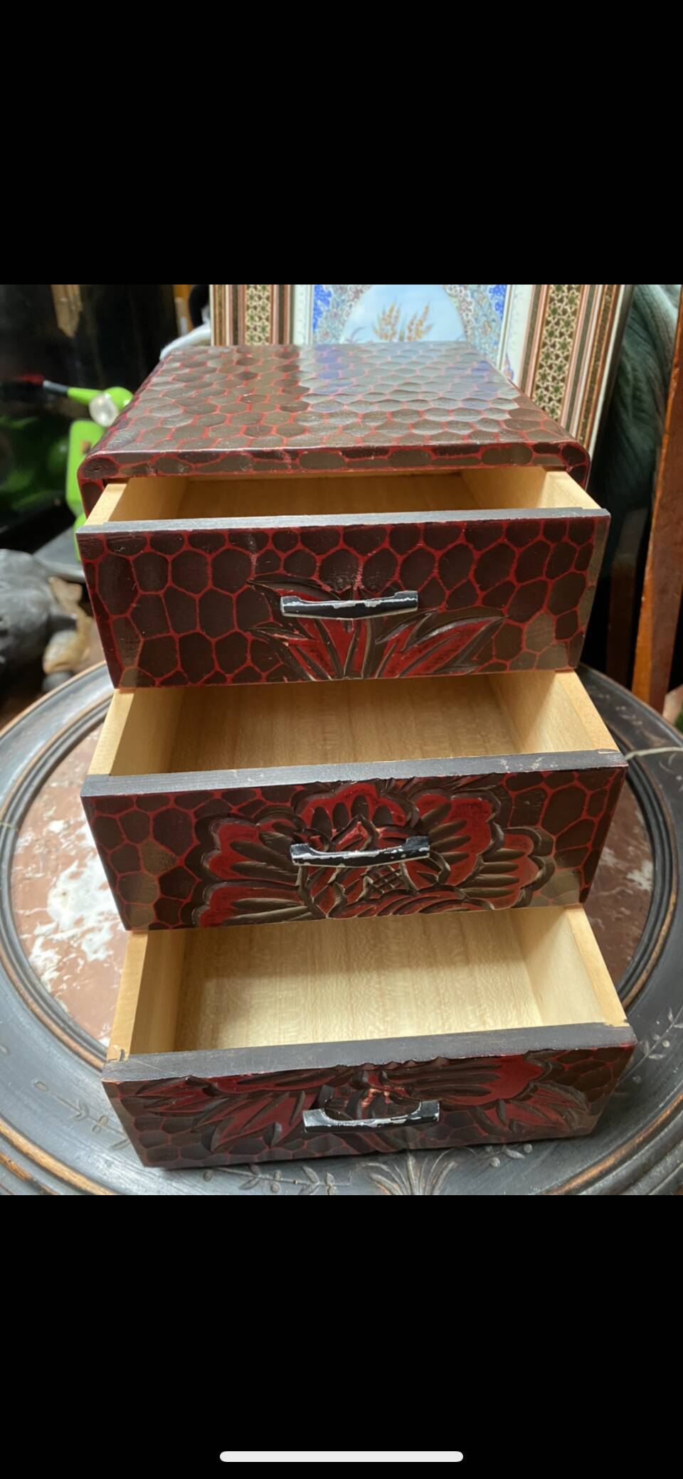 Jewelry box Box Japanese Tansu vintage carved wood