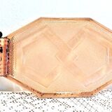 Large antique Art Deco pink glass dish