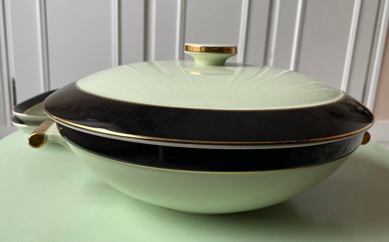 Dinner Service Year 50/60 Earthenware of Salins 53 Pieces Mint Black