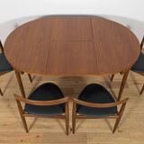 Mid-Century Teak Dining Table and Chairs Set by Hans Olsen for Frem Røjle, Denmark, 1950s, Set of 5