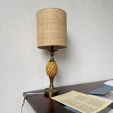 Lampe de table ananas céramique et laiton 1950