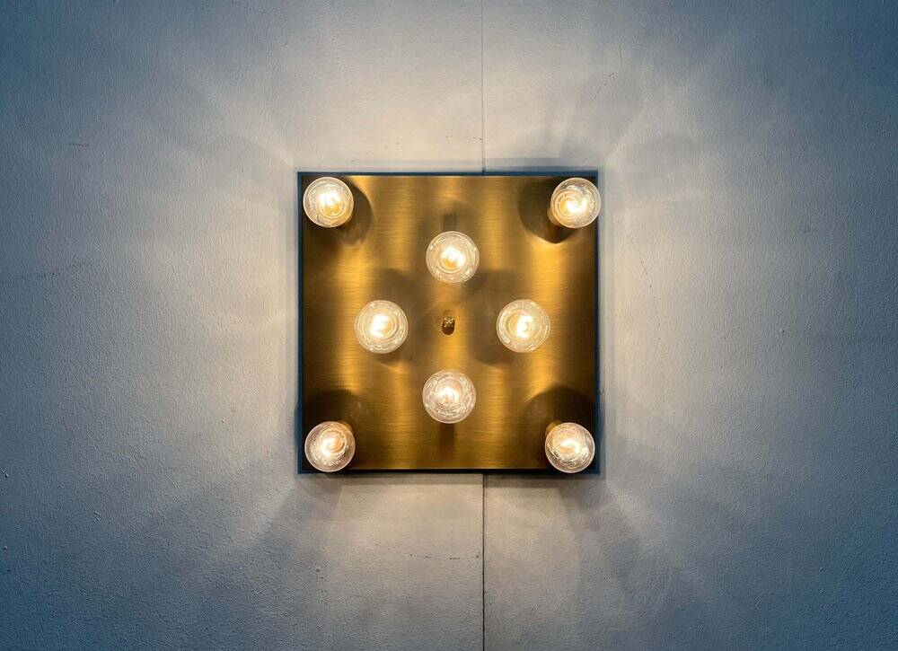 Vintage German Brass Ceiling or Wall Lamp from Sölken, 1970s