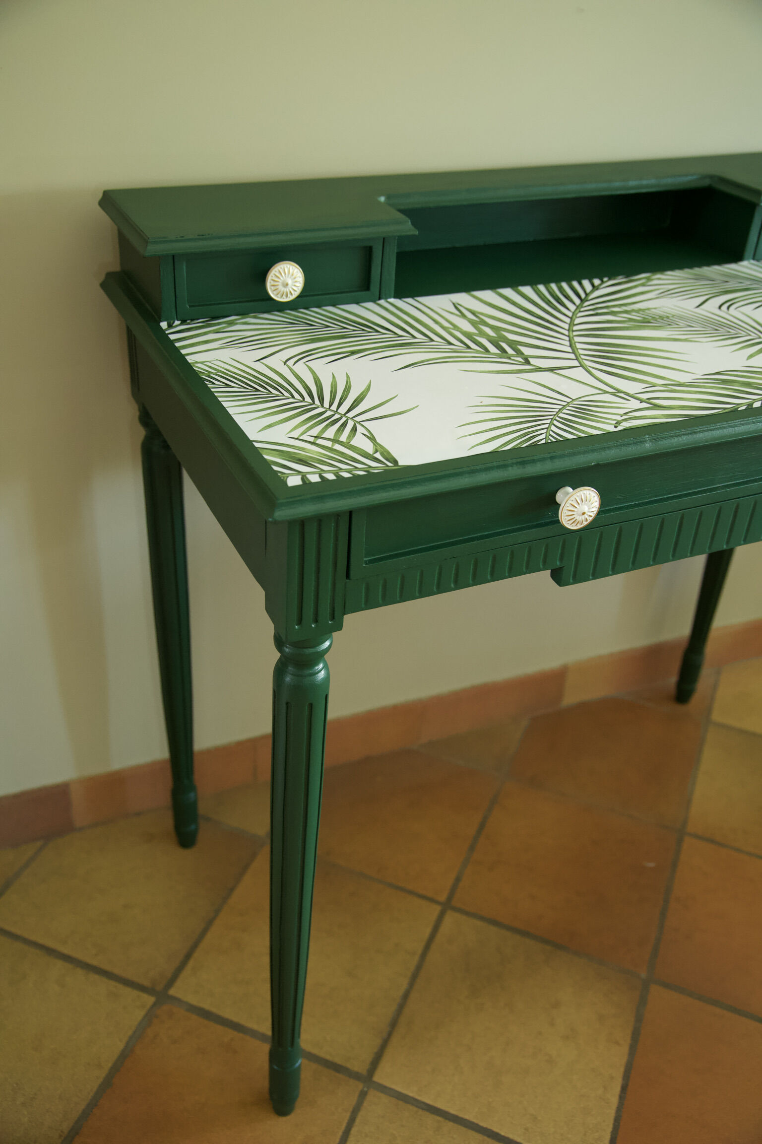 Green secretary desk revamped