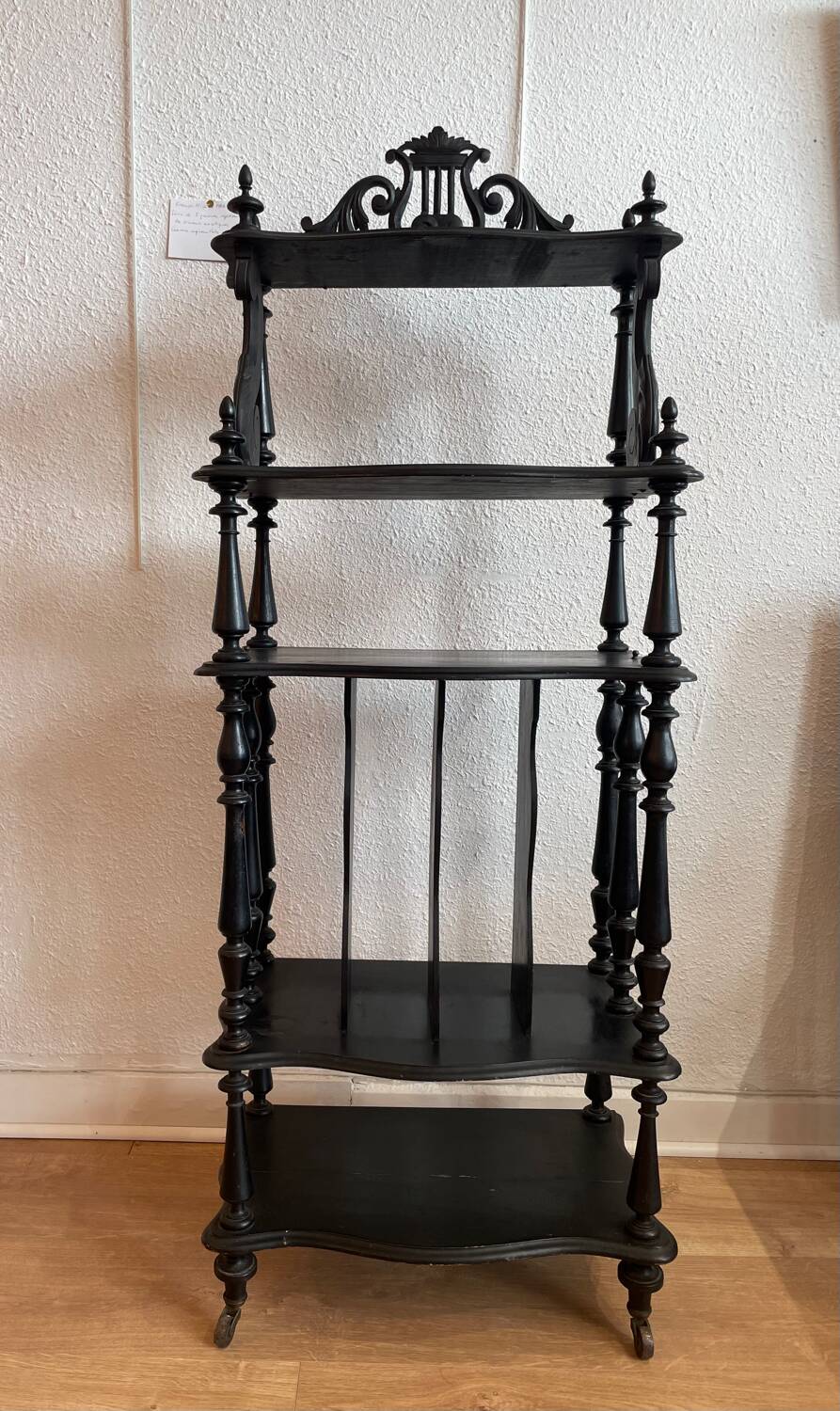 Napoleon III blackened wood music shelf