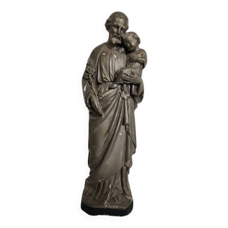 Statue St Joseph à l'enfant Jésus sculpté 18 siècle