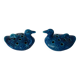 2 blue ceramic duck flower picks