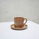 Série de 8 tasses et sous tasses vintage en grès