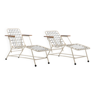 Paire de chaise longues Art déco design tubulaire