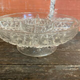 Vintage Decorated Moulded Crystal Aperitif Plate on Stand #D66