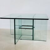 Table basse carrée en verre cristal, Italie années 70
