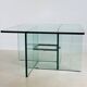 Square crystal glass coffee table, Italy 1970s