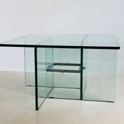 Square crystal glass coffee table, Italy 1970s