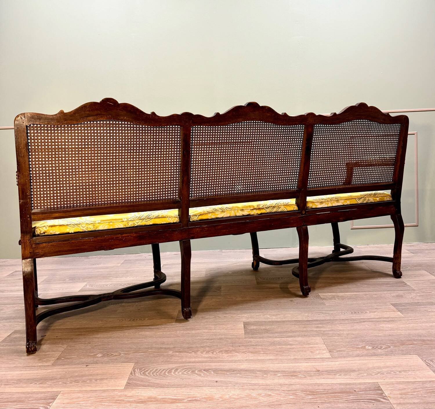 Bench Sofa In Cane Walnut From Regency Period XVIII Eme Century