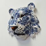 Masque de tigre en céramique bleu de Delft
