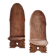 Pair of hand-carved wooden folding chairs – African origin, animal and face motifs, mid-20th century