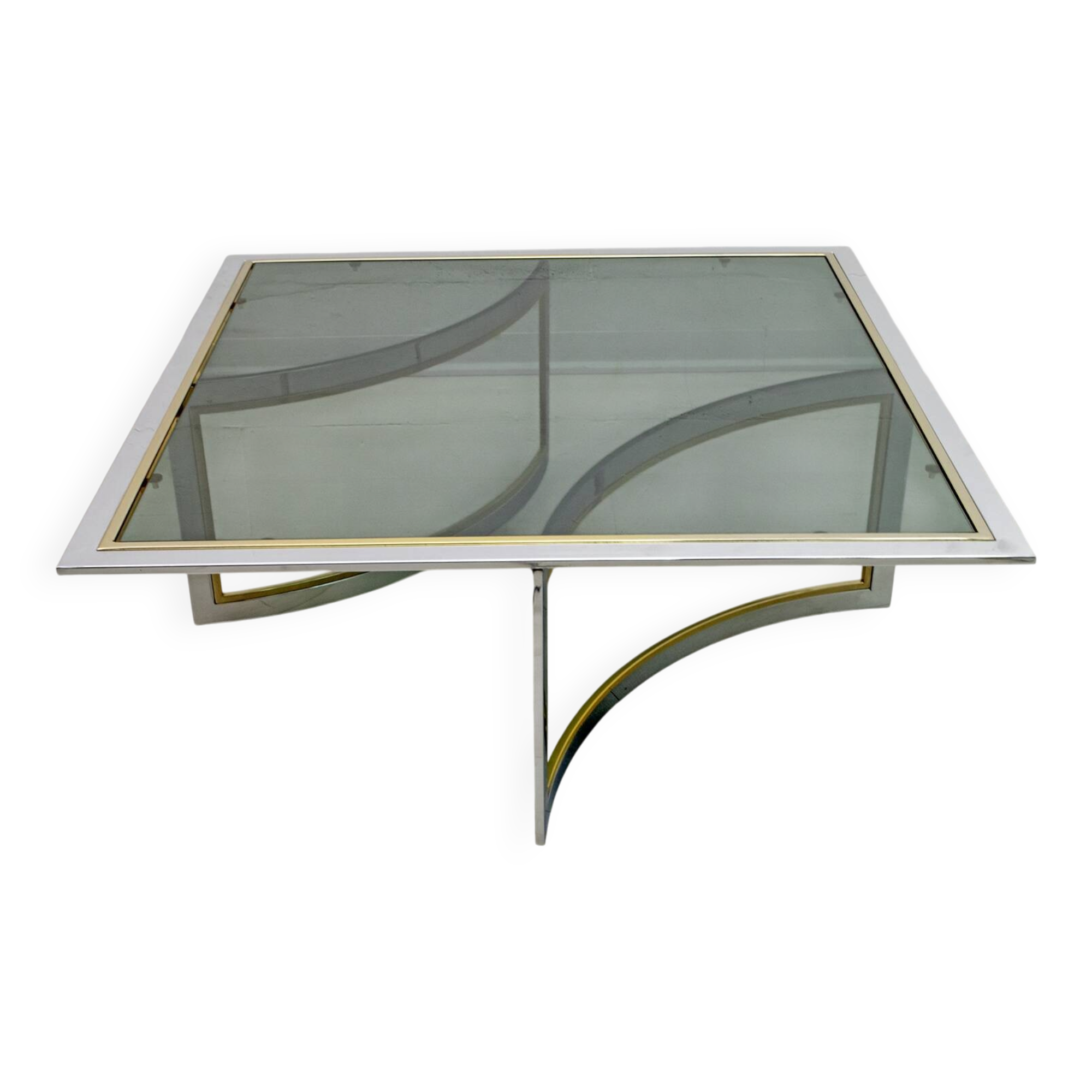 Mid-Century Modern Italian Chrome and Brass Coffee Table, 1970s