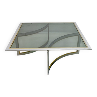 Table basse en chrome et laiton, Italie années 1970