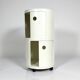 Pair of 70s Kartell Componibili on Wheels in Off White and Coral