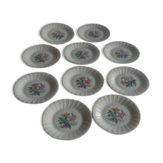 Lot of 10 dessert plates, hard porcelain (Larchevéque)