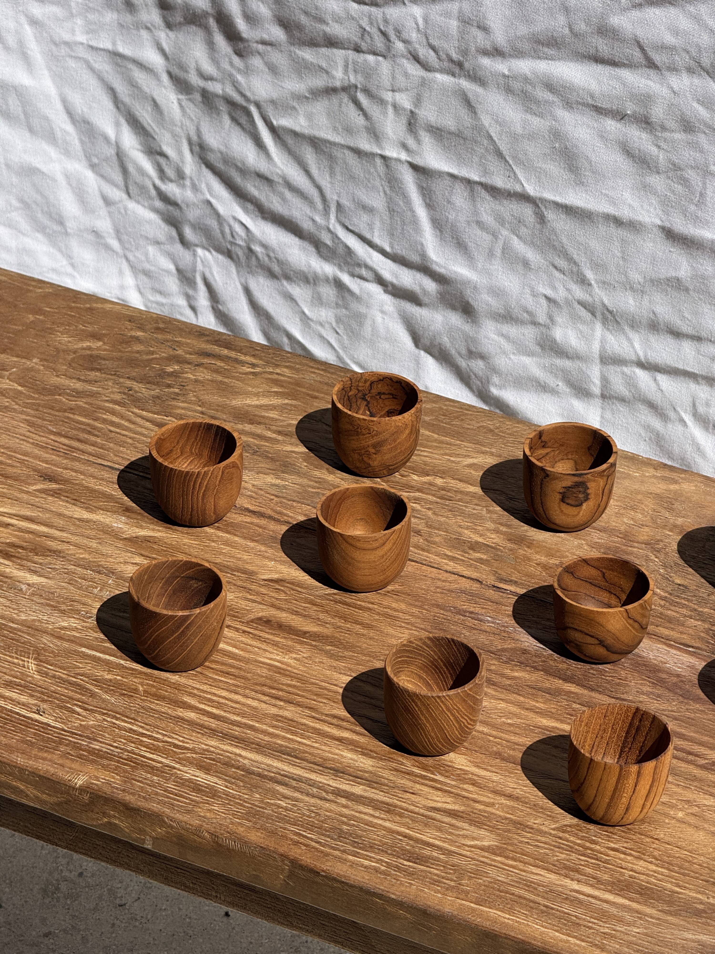 Mini cup, saucer or egg cup in teak H5 D5