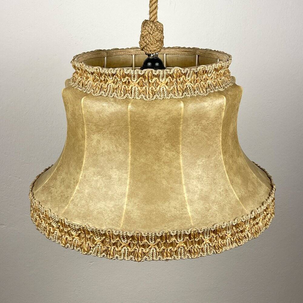 Vintage leather pendant lamp, 1950s.