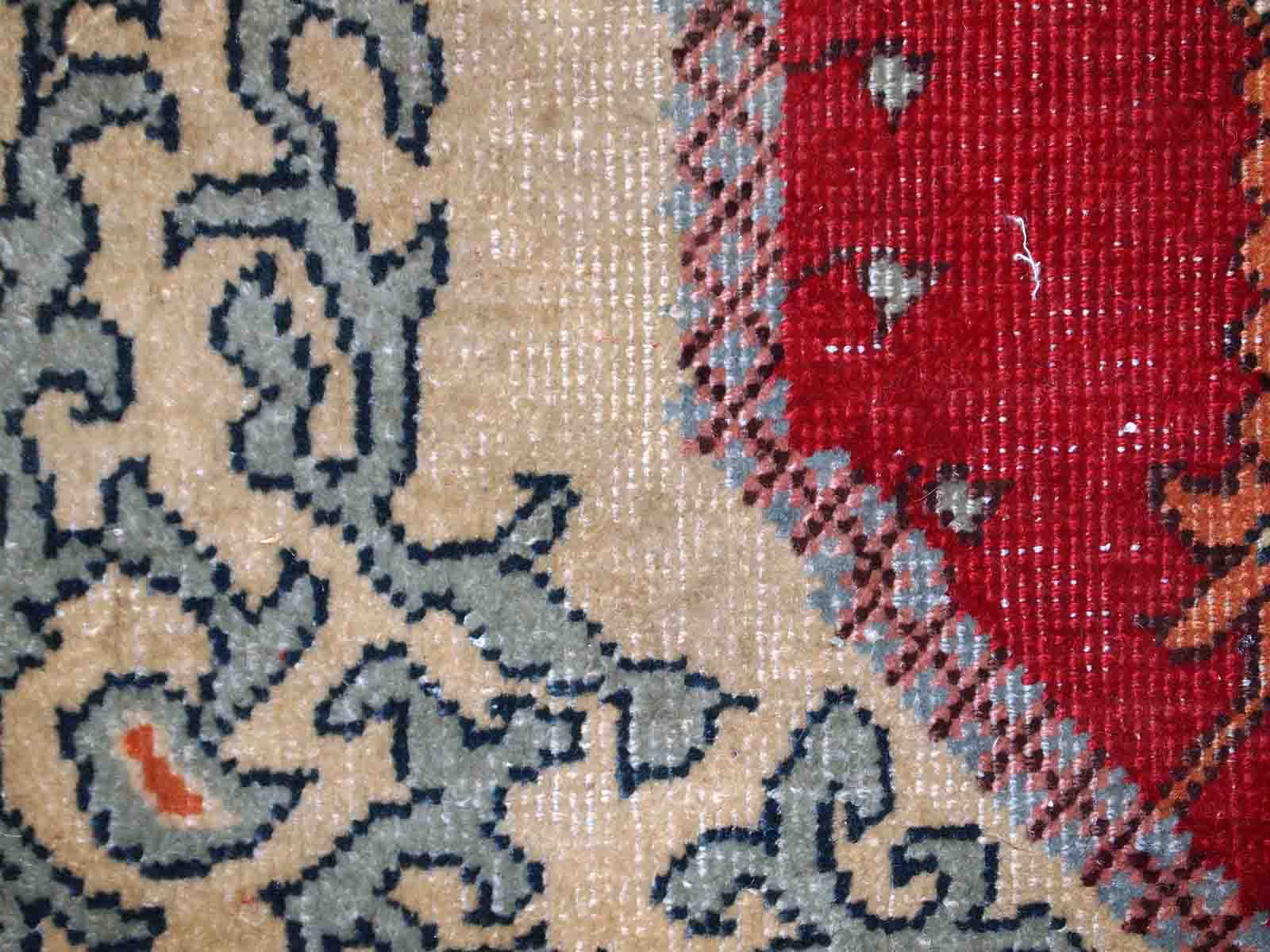 Old turkish konya handmade carpet 69cm x 108cm 1920s, 1c500