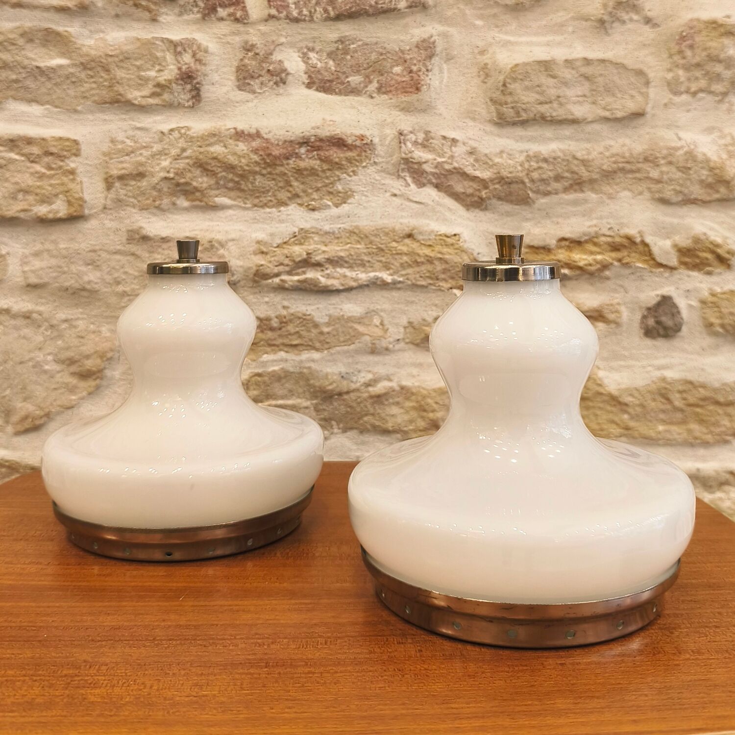 Pair of glass table lamps, Italy, 1960