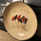 Hollow plate Japan ACF porcelain circled brass decorated with cranes