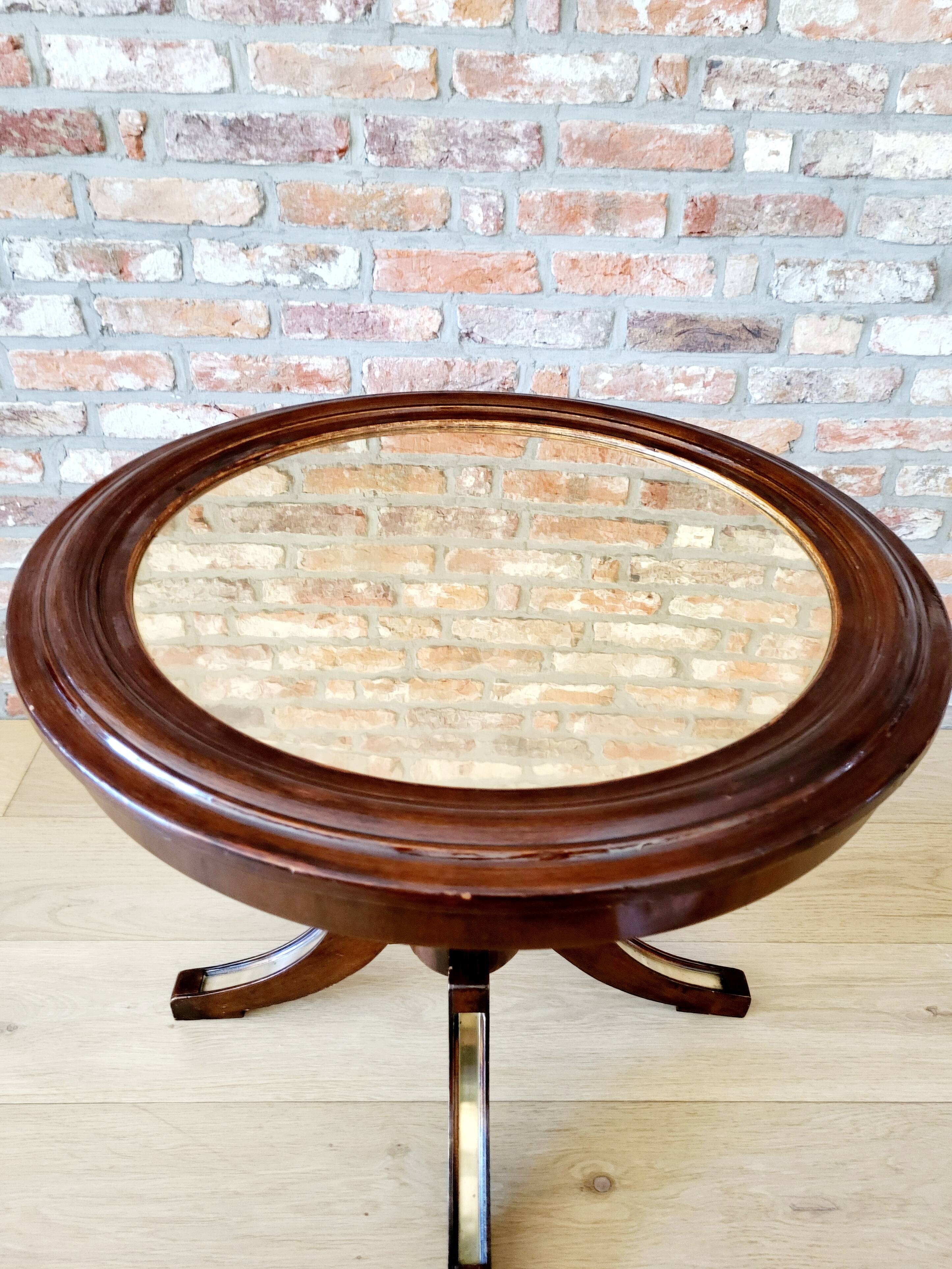 Bijzettafel met messing blad Empire / Hollywood Regency stijl