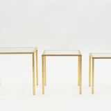 Tables gigognes fer forgé dorée de Robert Thibier années 60