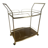Vintage rolling service in gilded metal and smoked glass