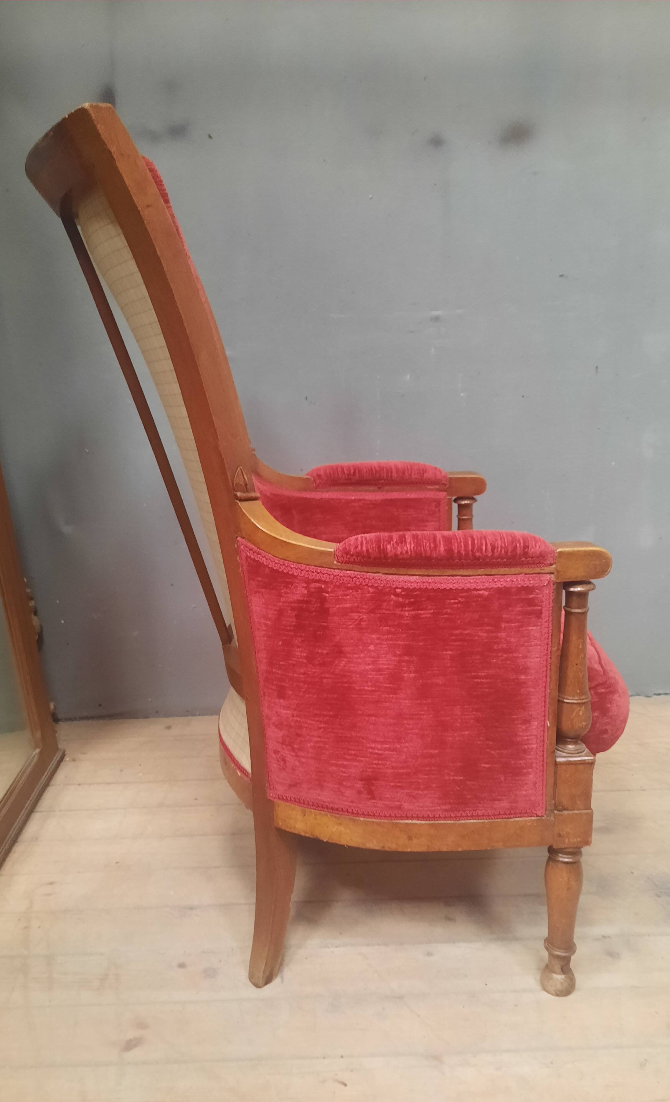 Directoire period bergère in red velvet.