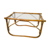 Rattan and glass coffee table