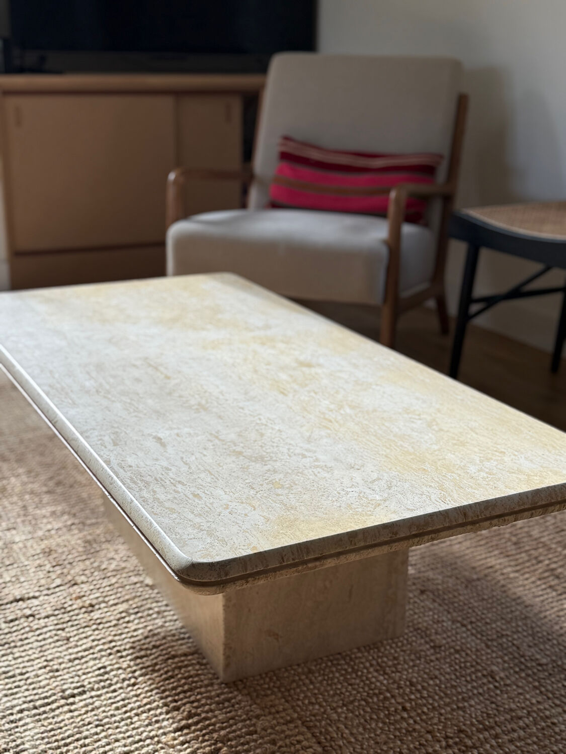 Travertine coffee table