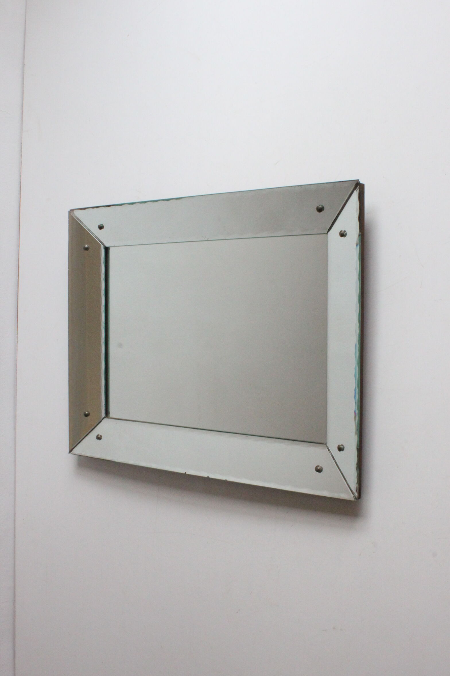 Art Deco box mirror with scalloped edges France 1930s