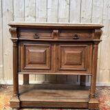 Desserte - Console Henri III en noyer et marbre beige