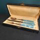 Vintage dessert cutlery set in blue bakelite