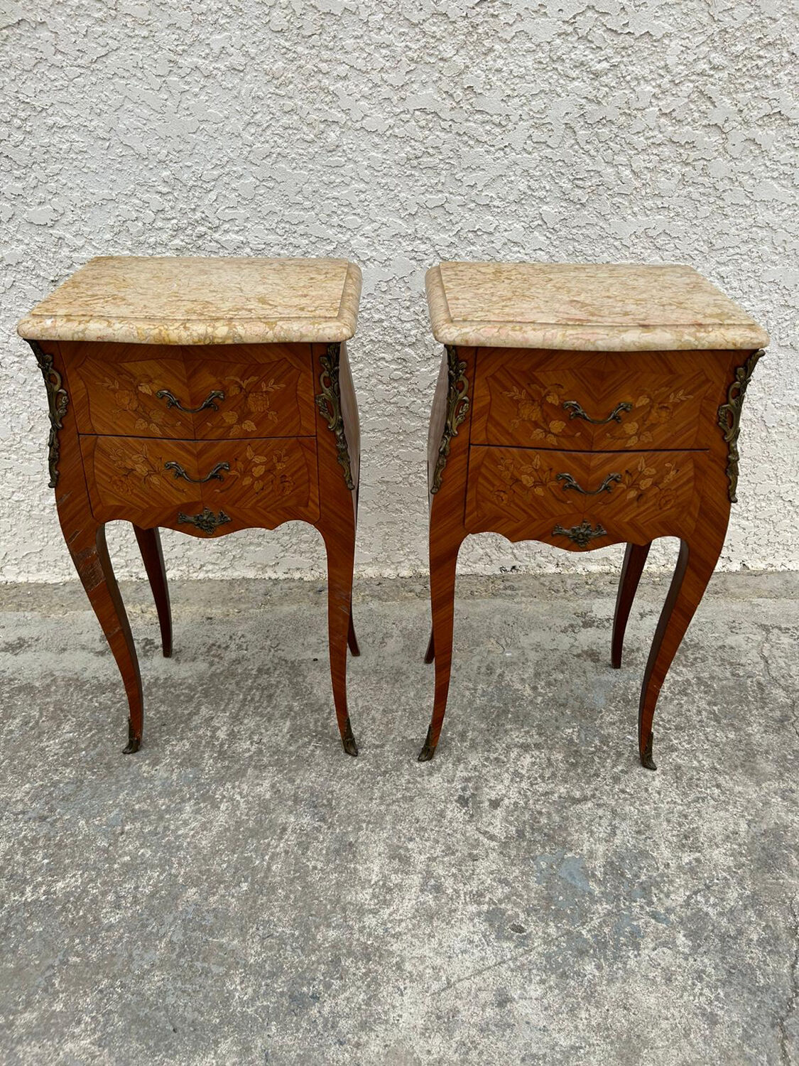 Pair of Louis XV style bedside tables in rosewood