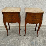 Pair of Louis XV style bedside tables in rosewood
