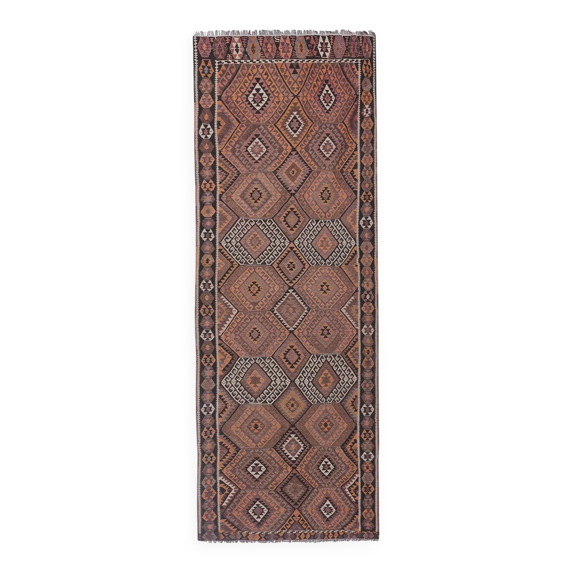 Vintage Turkish hallway rug 132x360 cm