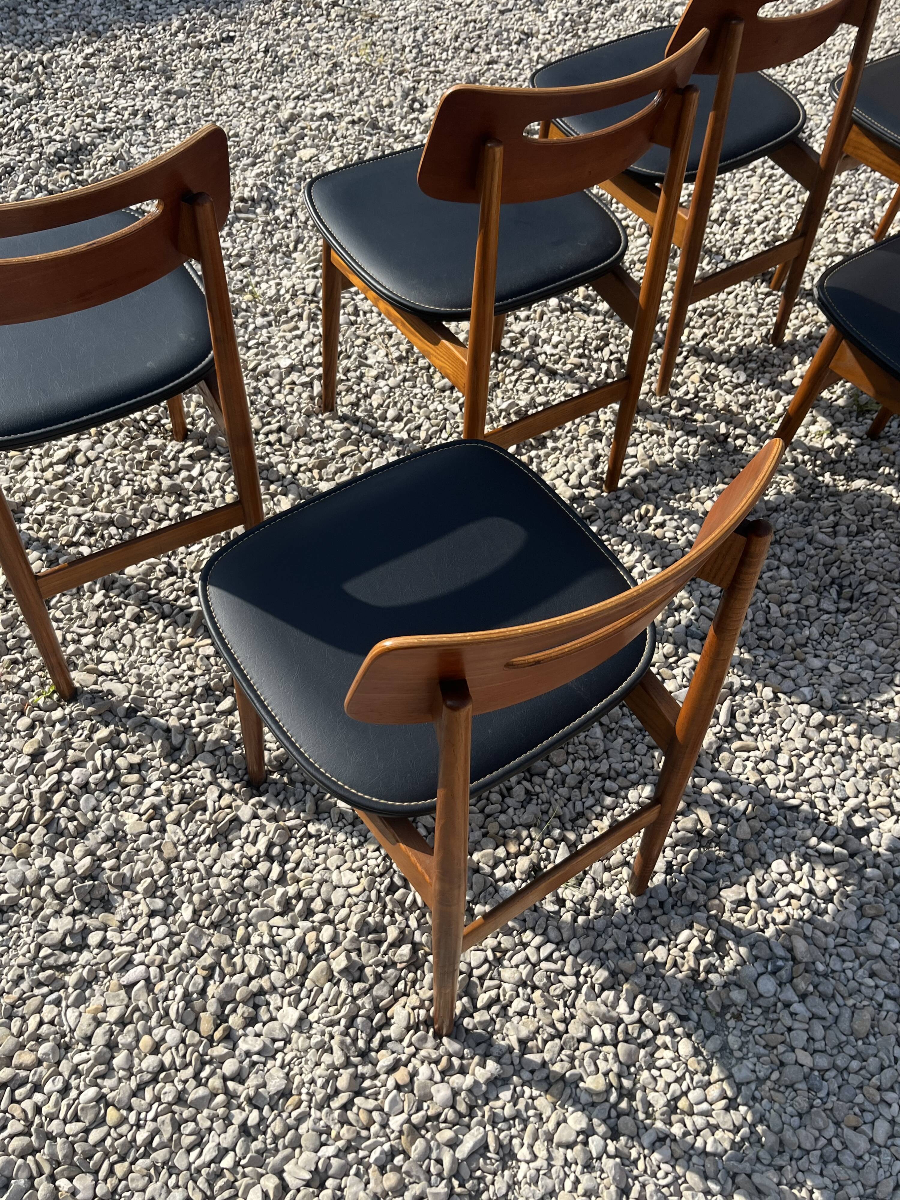 Set de 6 chaises scandinave en teck