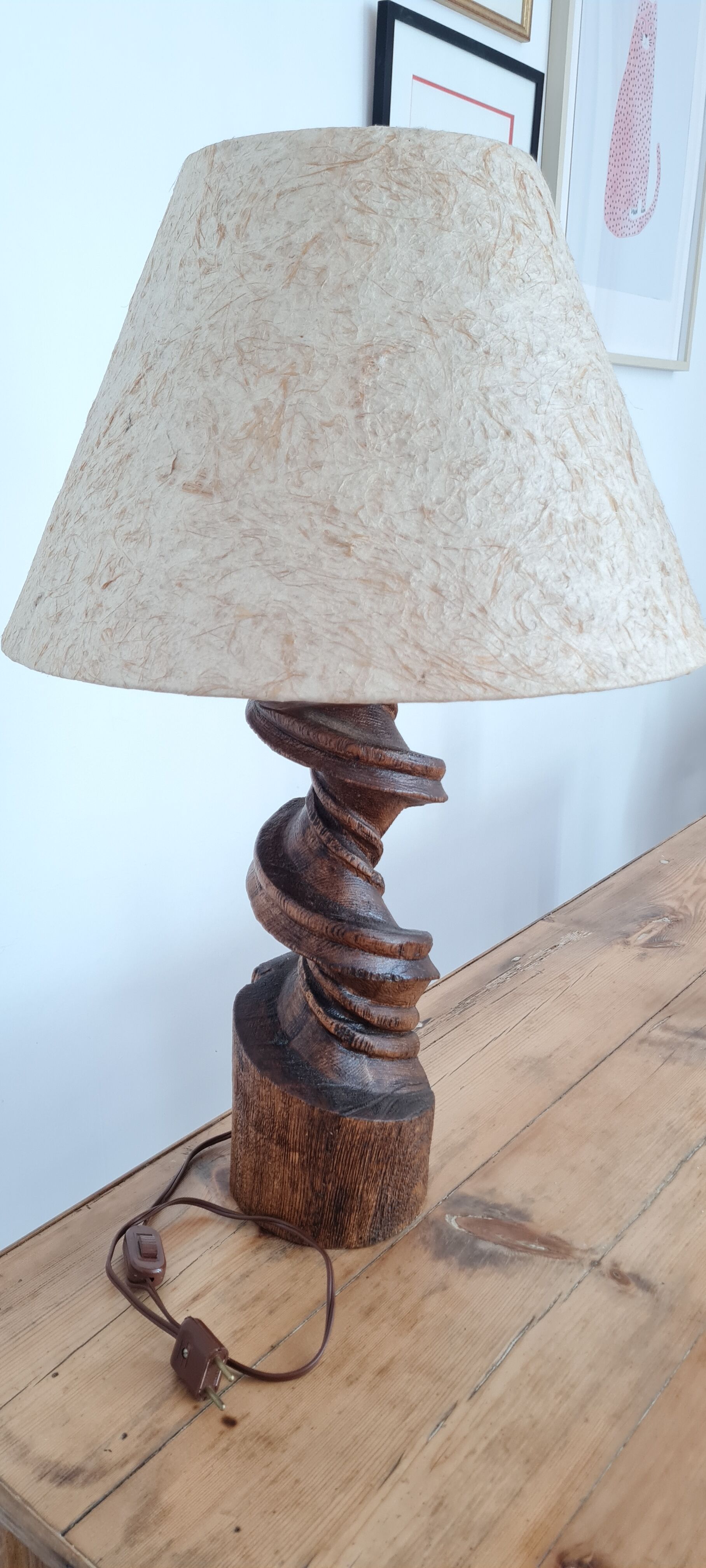 Handmade lamp in turned wood
