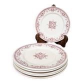 6 dessert plates Terre de Fer Creil and Montereau - Amiral decoration